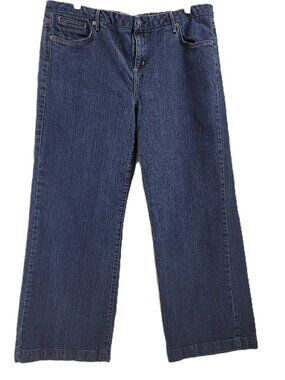 Route 66 Jeans Womens 18 Blue Stretch Denim Tulip Pockets Midrise Wide Leg